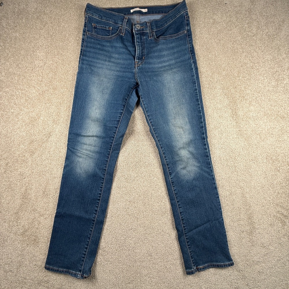 Levis 314 Shaping Straight Jeans Womens 30 Medium Wash Denim Blue Pants